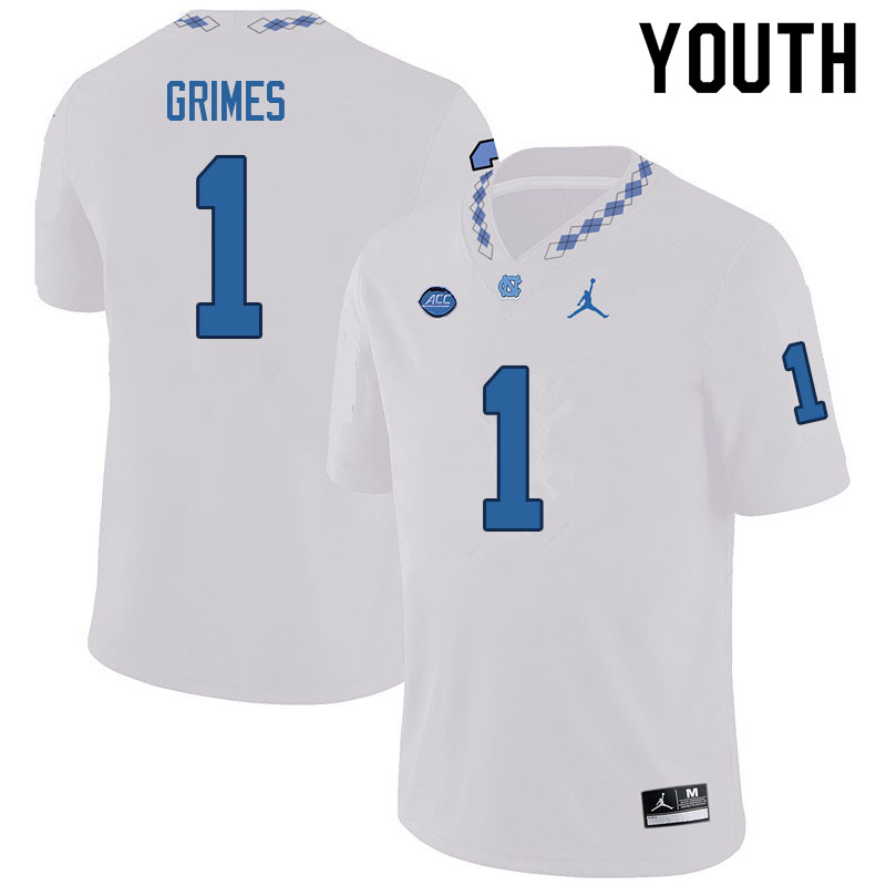 Youth #1 Tony Grimes North Carolina Tar Heels College Football Jerseys Sale-White